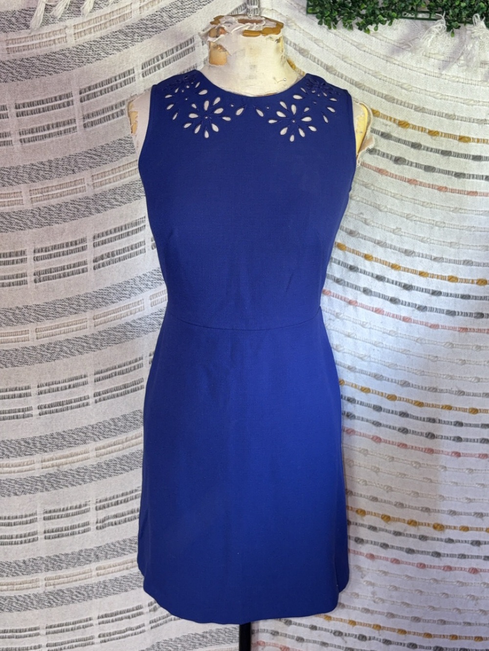 LOFT Royal Blue Sleeveless Cutout Yoke Mini Dress
